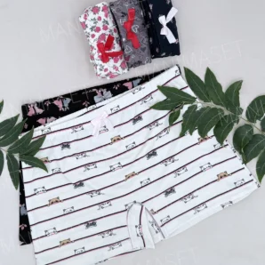 پک 3تایی شورت تمام نخ پادار چاپی توتن